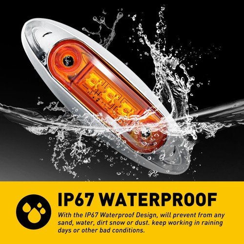 10x Amber 3 LED Side Marker Clearance Light Waterproof 12V 24V Trailer Truck USP - 第 6/12 張圖片