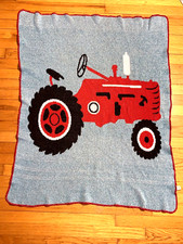 Green 3 Collection Tractor Time Baby Junior Blanket Throw USA Made