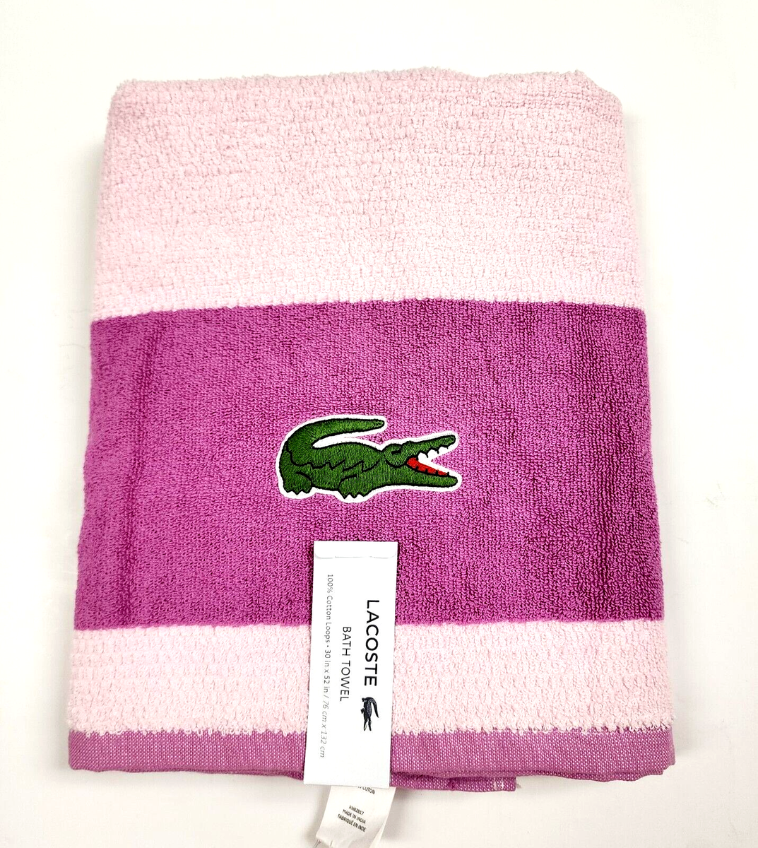 NEW LACOSTE PINK,MAGENTA LAVENDER,GREEN TEXTURE COTTON LOOPS BATH  TOWEL-30