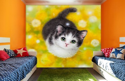 3D Löwenzahn Katze C537 Tapete Wandbild Fototapete Kayomi Harai Amy