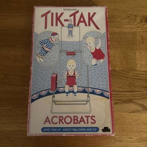 Vintage Tik - Tak Acrobats Tin Toy Wind Up Clockwork Schylling Collector