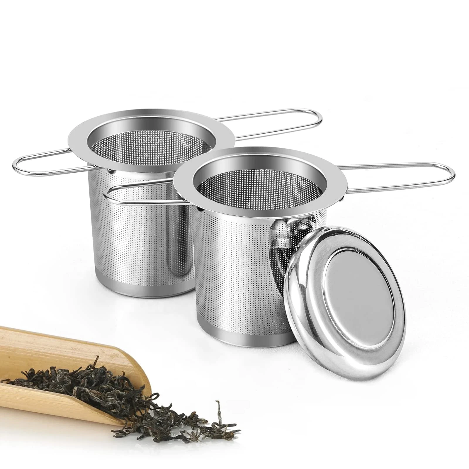 Tea Strainer, Tea Infuser 304 Stainless Steel Tea Filter with Foldable Handles &...