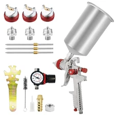 HVLP Gravity Feed SPRAY GUN 1.4/1.7/2.0MM Air Regulator Auto Paint Primer Car