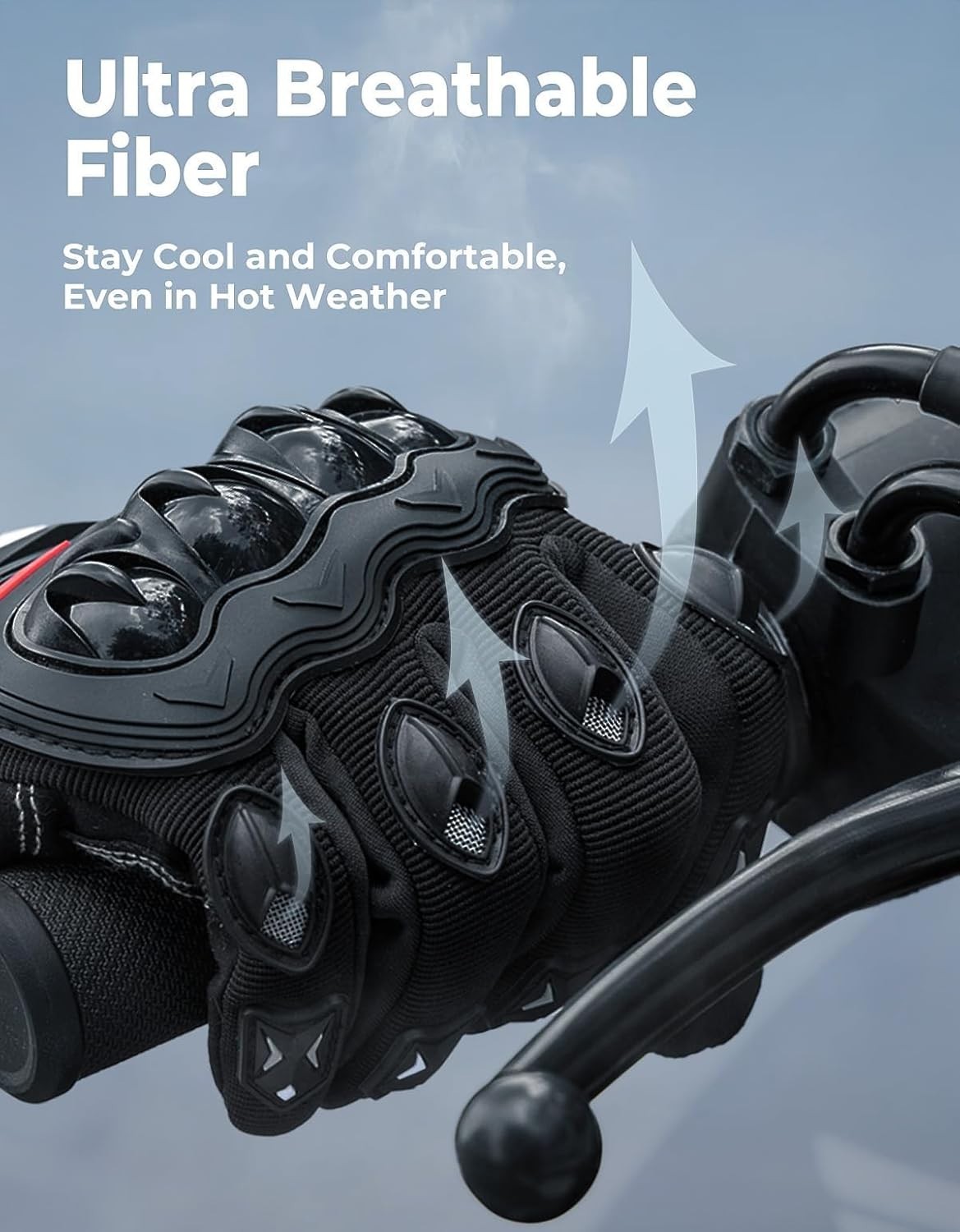 Durable Touchscreen Motorcycle Gloves for Men, Abrasion-Resistant, Black, Medium