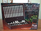 Vintage FB Rogers & Sons French Rose 64 Pc Flatware Set w/ Wooden Case NEW NOS