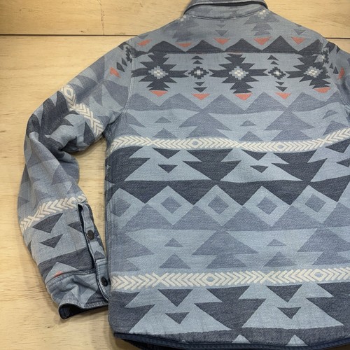 Faherty Reversible Blue Jacket Men's M-L Quilted Southwestern Aztec Snap - Picture 12 of 22