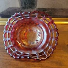 Vintage Fenton Red Carnival Glass Berry Bowl Open Lace Edge Basketweave