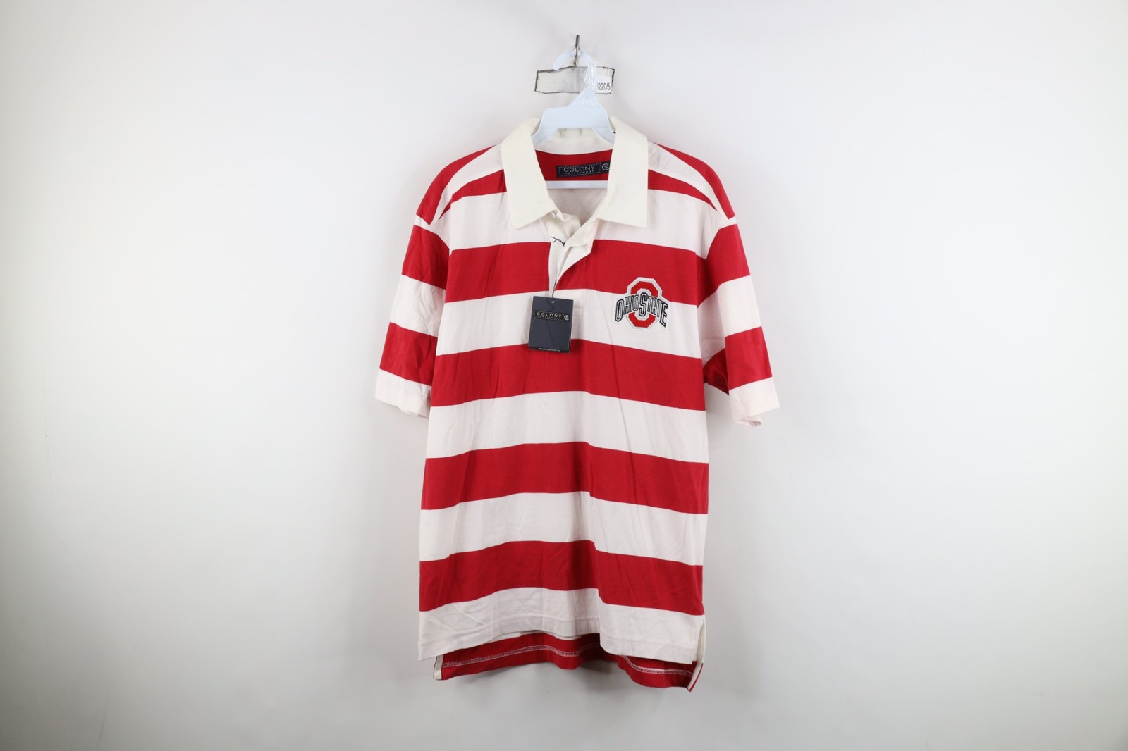 Deadstock Vintage Mens Medium Striped Ohio State University Rugby Polo Shirt