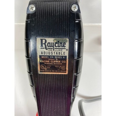 Vintage Raycine De Luxe Adjustable Hair Clippers Model 374 Series A Black USA