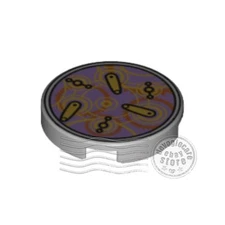 1x LEGO 14769pb081 Tile Decorated (Time Gears) 2x2 Light Bluish Gray | 6132558