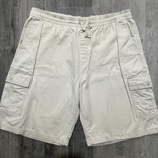 VTG Ocean Pacific Cargo Drawstring Shorts Beige Beach Surf Comfort Men's Size XL