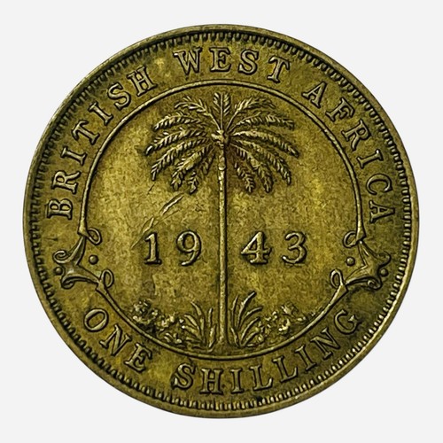 1943 BRITISH WEST AFRICA NIGERIA GHANA GAMBIA OLD 1 SHILLING COIN KING GEORGE VI