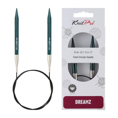 Dreamz Fixed Circular Knitting Needles 8mm Royale Blue Birch Wood Eco-Friendly