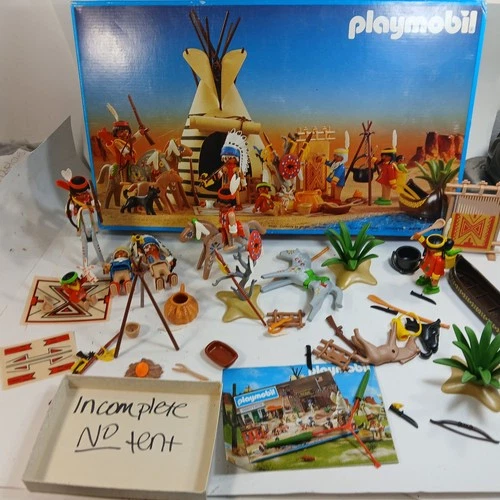 (RETIRED)  Vintage Playmobil 3733 Camp Indian Western Teepee Klicky West
