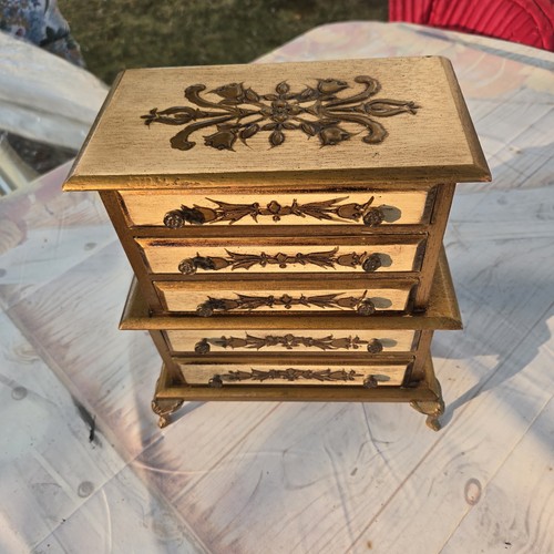 Vintage 80's Wood Music Jewelry Box 5 Tier APCO JAPAN LOVE STORY JEWELRY BOX 11' - Picture 2 of 24