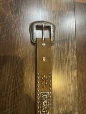 NOCONA Buckle Studded Leather Belt 22 RHINESTONE Western Cowboy Y2K Vintage