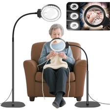 10X 30X Floor Magnifying Glass with Light and Stand,36 LED Flexible Gooseneck...
