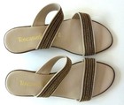 Toscanella Women’s Beige/Black Braided Strap Slide Sandals Slip-On 7.5 Italy — photo 1