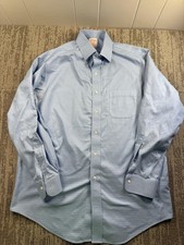 Brooks Brothers Dress Shirt Mens 16 34/35 Blue Check Madison Non Iron Stretch LS