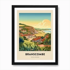 Devon Vintage Travel Poster Bournem Framed Wall Art Poster Canvas Print Picture
