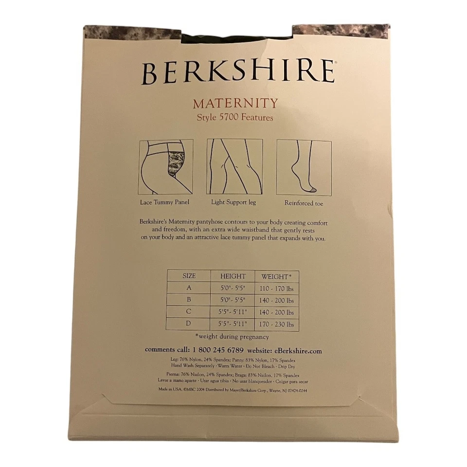 Berkshire Maternidad Soporte Ligero Pantimedias Nylon Encaje Control Top Negro C Nuevo Foto 2 de 4