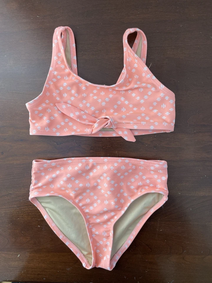 Old Navy Kleinkind Mädchen 2-teilig vorne zum Binden gefüttert gemustert Bikini Badeanzug koralle 4T