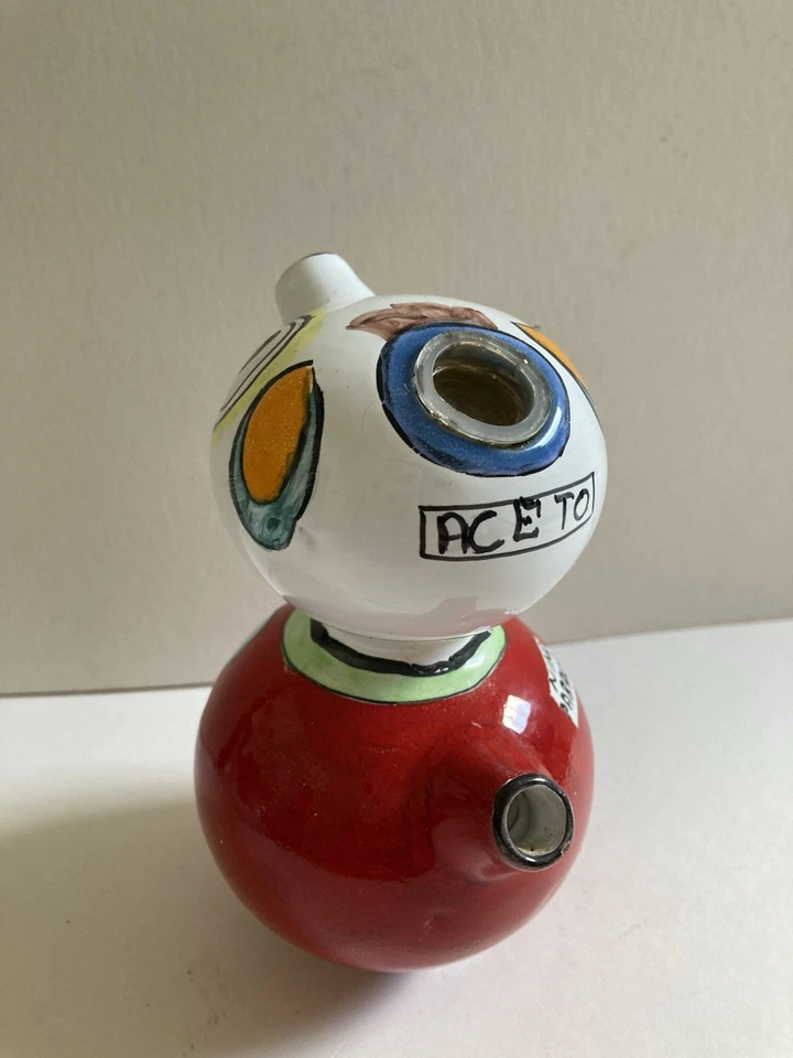 Vintage Italian Pottery Nino Parrucca Oil & Vinegar Smiley Figure Pot Ceramic - Image 4 of 4