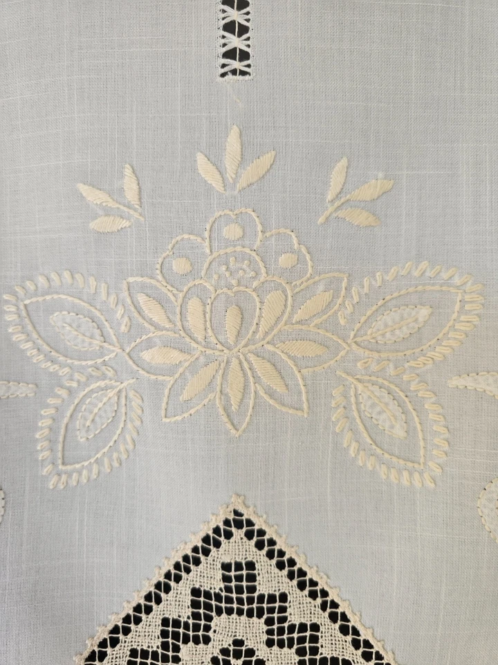 Tenda misto lino con ricamo a mano Filet 59x154 cm tenda a pannello - Immagine 2 di 4