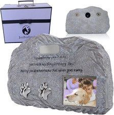 Pet Memorial Urn Photo Frame Dog Cat Ashes Remembrance Stone Just Fur Them Grave