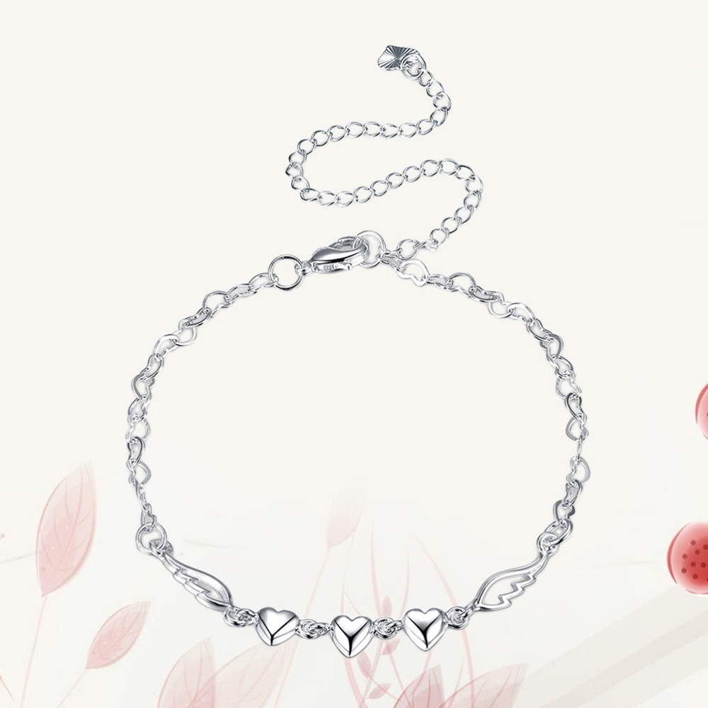 Heart-Shaped Wing Chain Anklet Bracelet Trendy Fashion Jewelry-image
