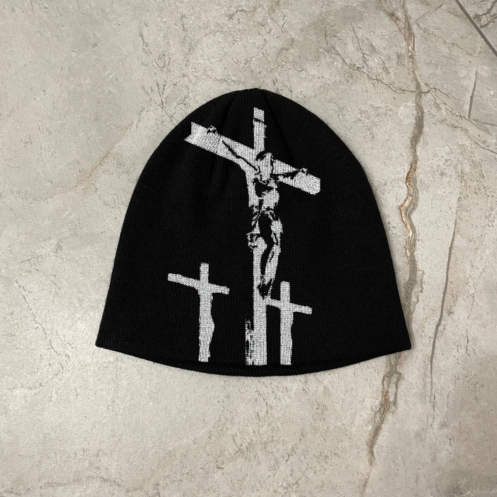 Crucifix Beanie Hat Gothic Religious Y2K Punk Streetwear Skullcap
Opens in a new window or tab