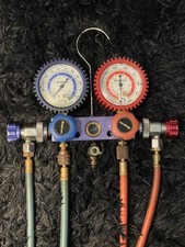Snap-on Dual Refrigerant Manifold Test Gauge R12 R134a Untested Missing Hose Snap-on Dual Refrigerant Manifold Test Gauge R12 R134a Untested Missing Hose