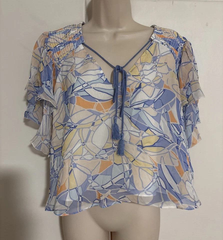 NWT Women’s Size Small Hydrangea Multi Color Print Harper Blouse By Joie - Image 2 of 4