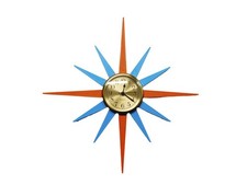 Mid Century Modern Sunburst Wall Clock   Retr...