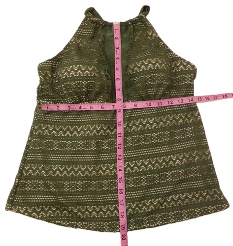 Catalina Swimwear Women's Green Crochet Tankini Swim Top SIZE LARGE Summer Sexy - Picture 7 of 9