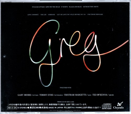 GREG LAKE--SOLO DEBUT 1981/1993 JAPAN IMPORT CD W/ GARY MOORE EX+ - Imagen 2 de 2