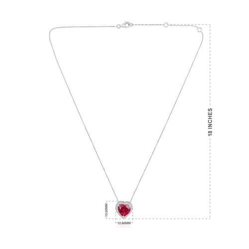 Certified 14K Gold 3.3ct Natural Diamond w/ Simulated Ruby Heart Halo Necklace - Picture 5 of 9