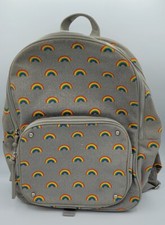 Gray Cotton Backpack With Rainbows. Gray Stripped Lining