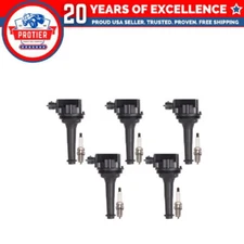 Set of 5 Ignition coil + Spark Plug Compatible with Volvo C70 S60 S70 S80 XC70
