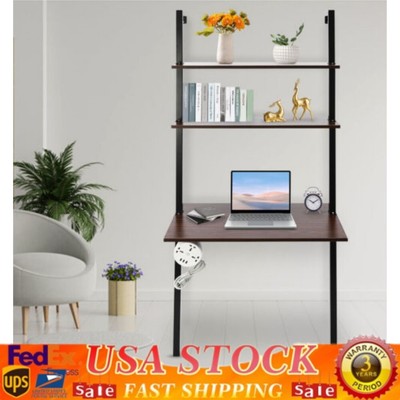 Wall Mount Writing Table Space-saving Desk With Storage Bookshelf Floating Shelf