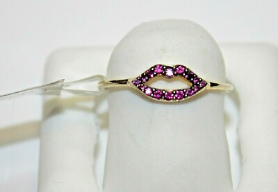 Shashi Kiss Shaped With Red Stones Women's Ring Size 6