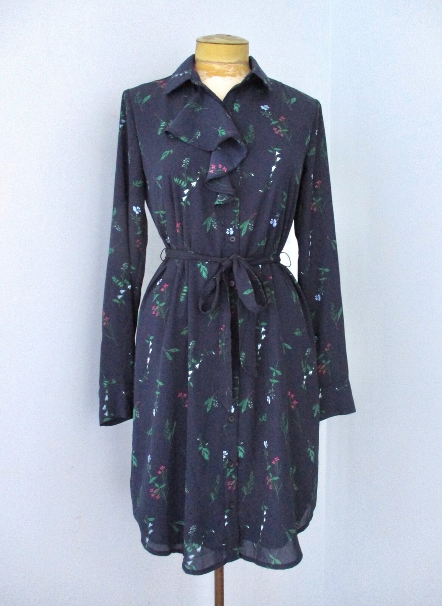 NWOT Banana Republic Blue Botanical Chiffon Shirt Dress Tie  display picture 3
