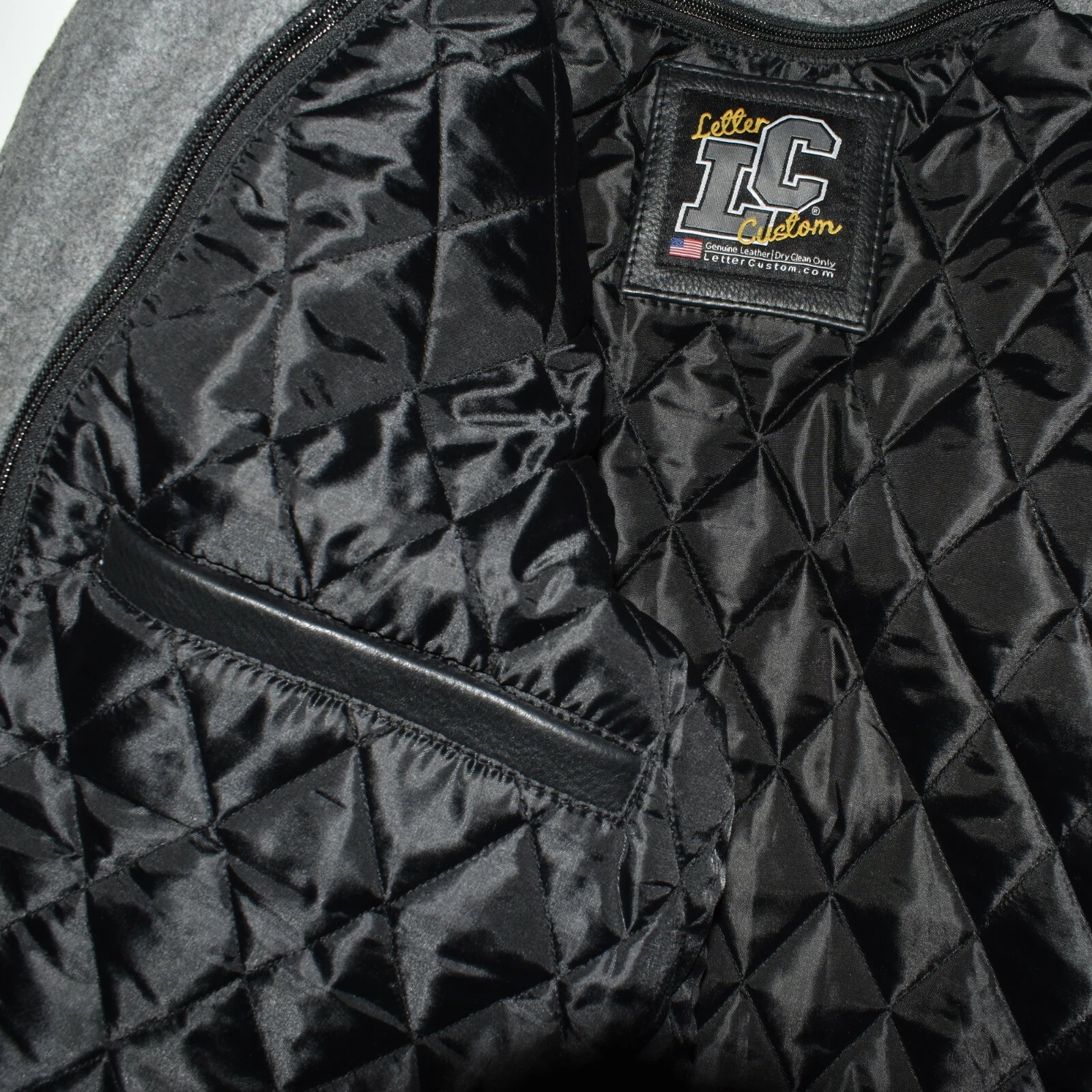 VarsityThreads Premium Leather & Wool Varsity Letterman Jacket Black & Gray image 5