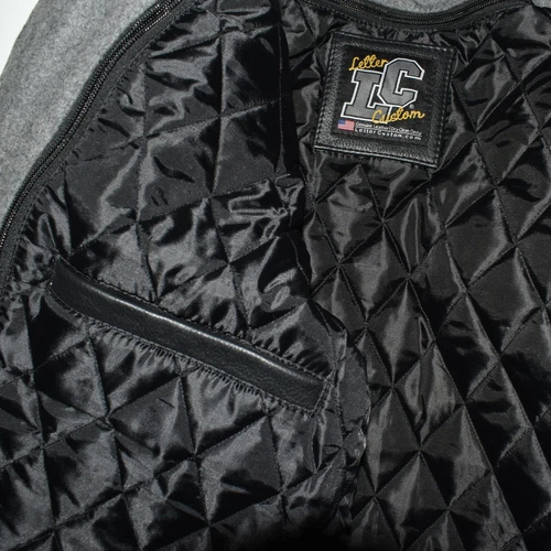 VarsityThreads Premium Leather & Wool Varsity Letterman Jacket Black & Gray image 5
