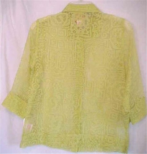 Camisa Blusa Verde Chartreuse Talla 6P 12P 14P Transparente 6 12 14 Pequeña Nueva con Etiquetas - Imagen 5 de 5