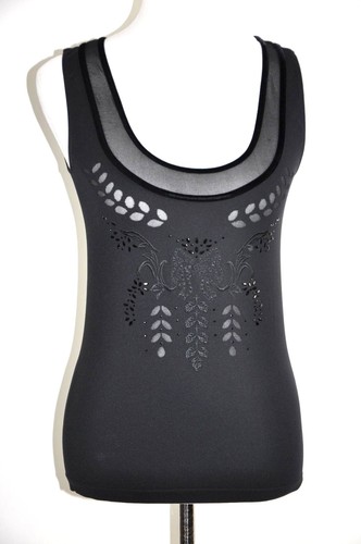Wolford Black Embellished and Embroidered Velvet Trim Camisole top Size L - 第 2/7 張圖片