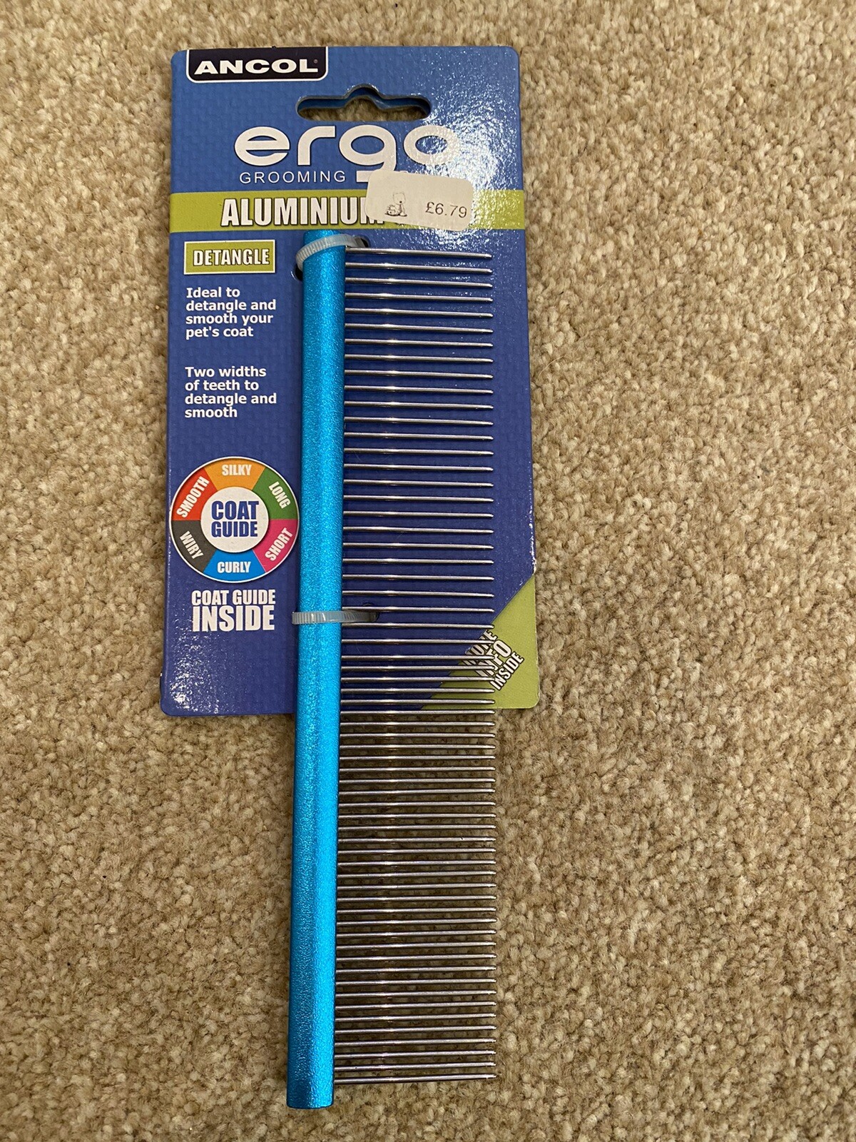 Ancol Ergo Aluminium Comb - Ideal for General Grooming - Medium and Coarse Teeth
