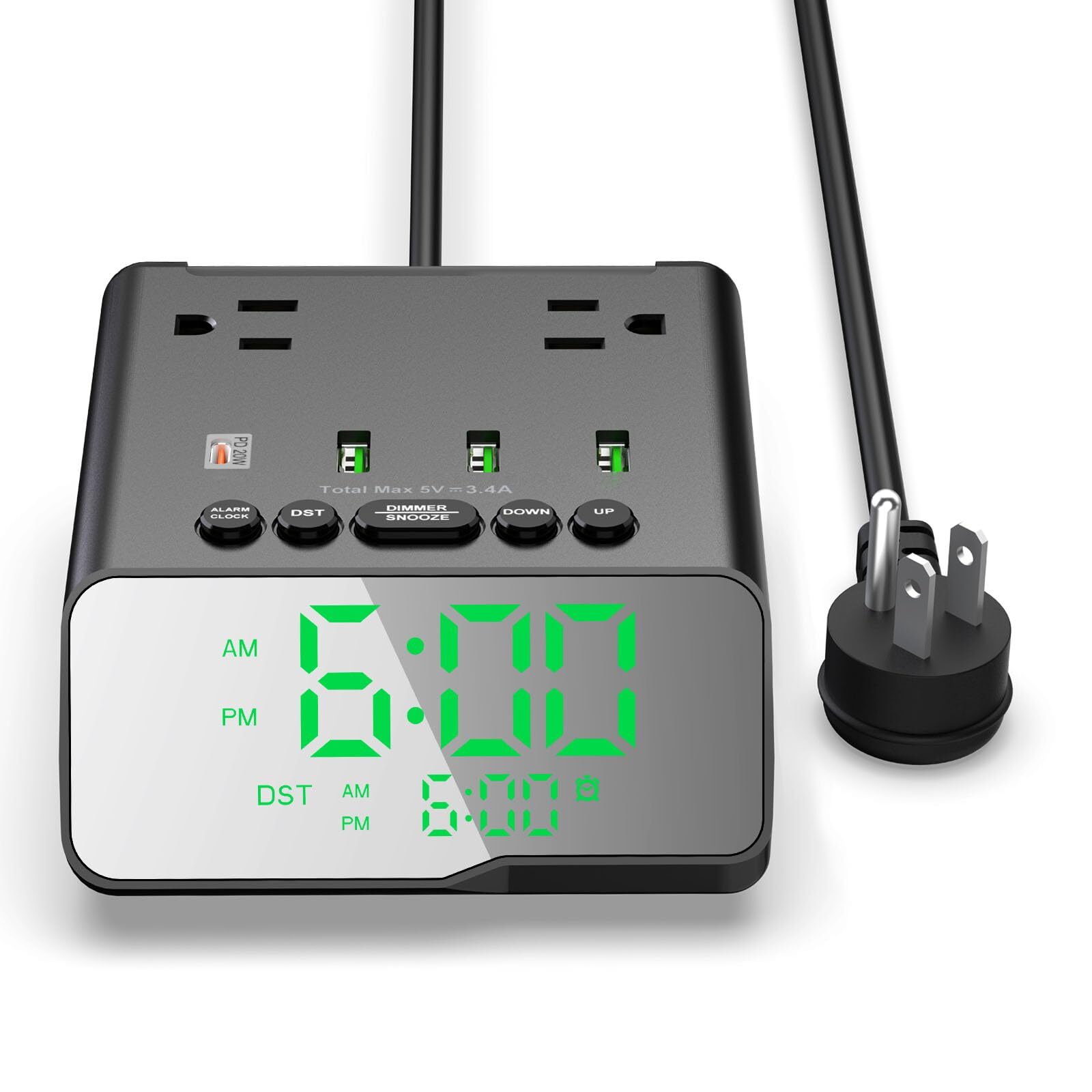 With Usb Charger 6ft Cord 4 Usb Ports & Outlets For Bedside