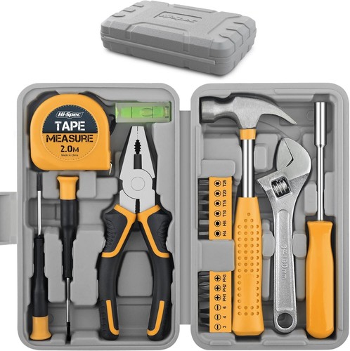 Small Mini DIY Household Yellow Tools Kit Set 20 Pc With Tool Box Hi-Spec