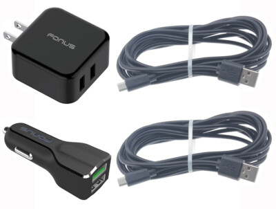 Fast Home Car Charger Micro USB Cable 6ft Long Travel Power for Cell Phones